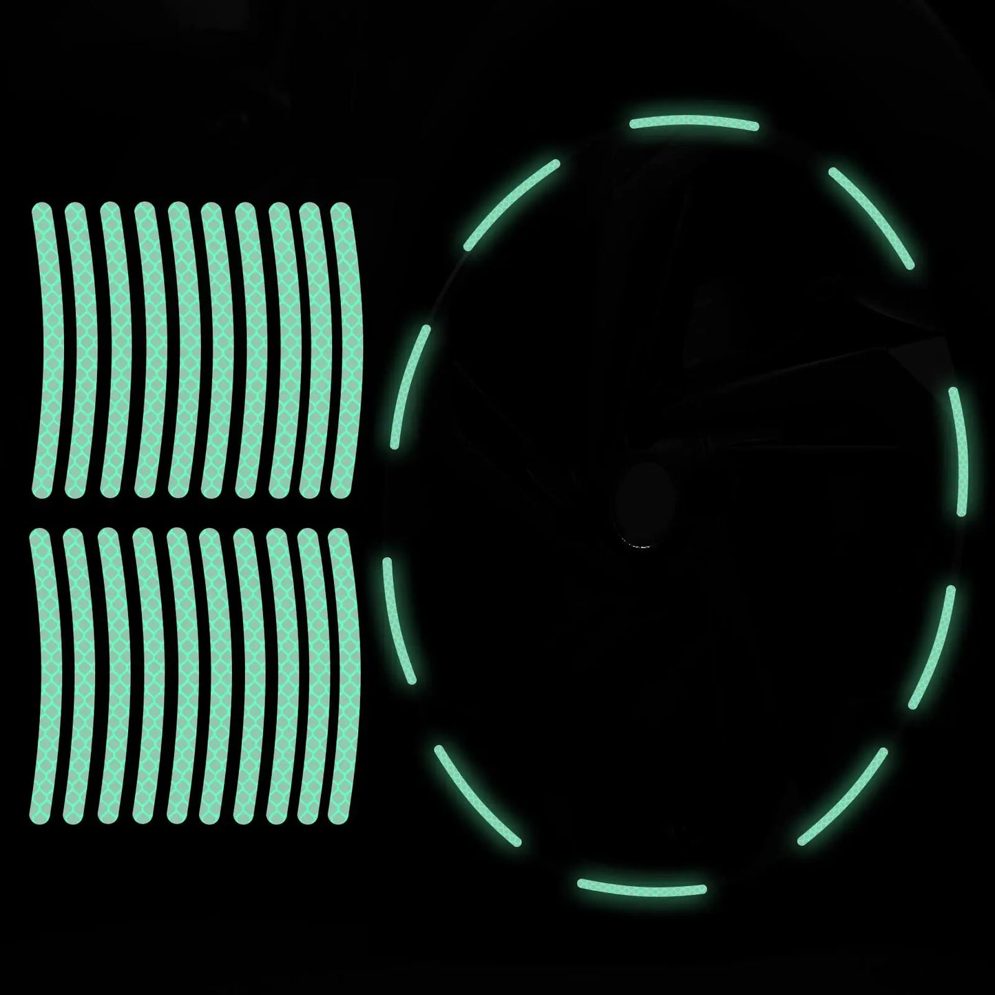 २० पीसी रिफ्लेक्टिभ कार व्हील डेकोरेटिभ स्ट्रिप स्टिकर मोटरसाइकल व्हील हब स्टाइलिङ डेकल स्टिकर नाइट सेफ्टी रिफ्लेक्टिभ डेकल