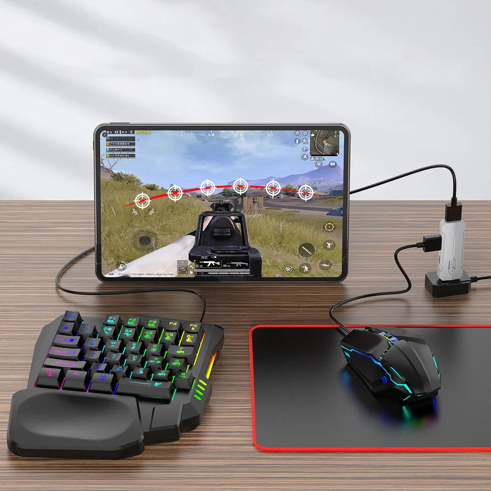 ५ इन १ माउस किबोर्ड एडाप्टर कन्भर्टर ब्लुटुथ-कम्प्याटिबल ५.३ PUBG गेमिङ किबोर्डको लागि र माउस कम्बो गेमर एक्सेसरीजको लागि