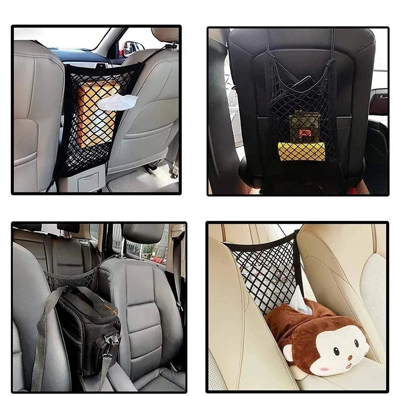 Car Storage Net Bag Between Seats Car Divider Child Safety Net Pet Barrier Elastic Expandable Mesh Bag Car Interior Accessorie