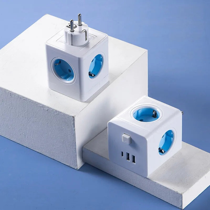 Travel Socket Cube Conversion Socket Wall Mounted Outlet European Standard Usb Socket 1 To 4 Converter Fast Charging Protable