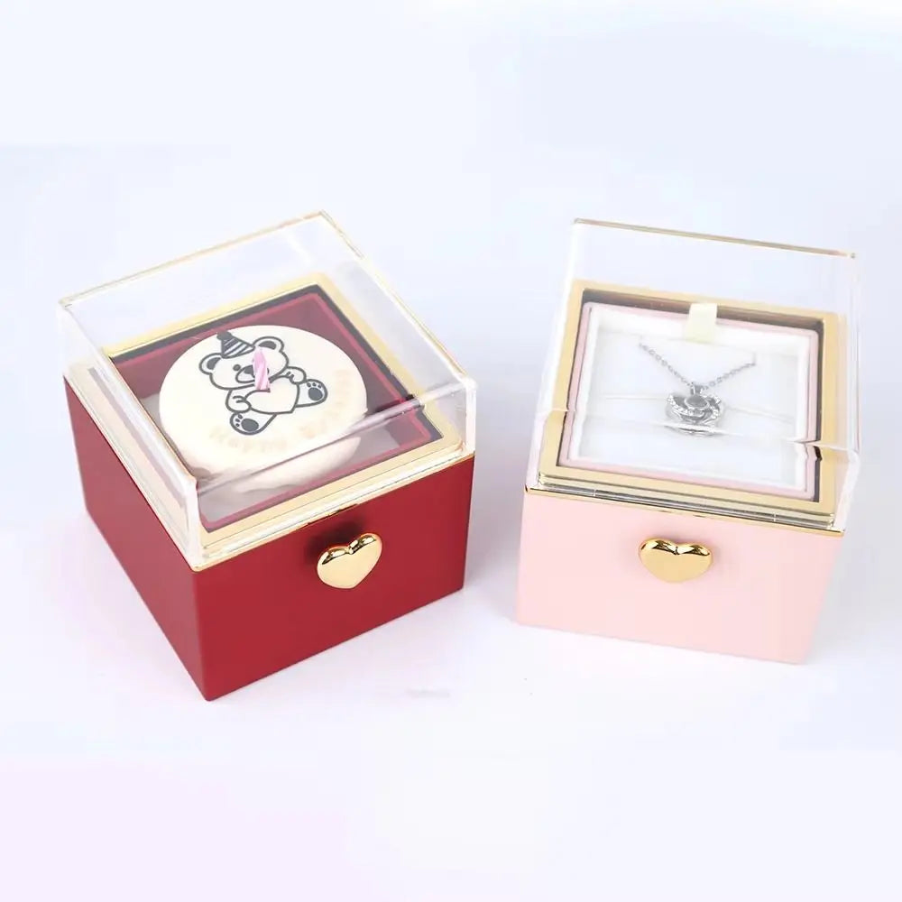 Creative Bear Flip Ring Box Creative Surprise Jewelry Box Mini Cake Automatic Flip Ring Case for Girlfriend Gift Surprise Box