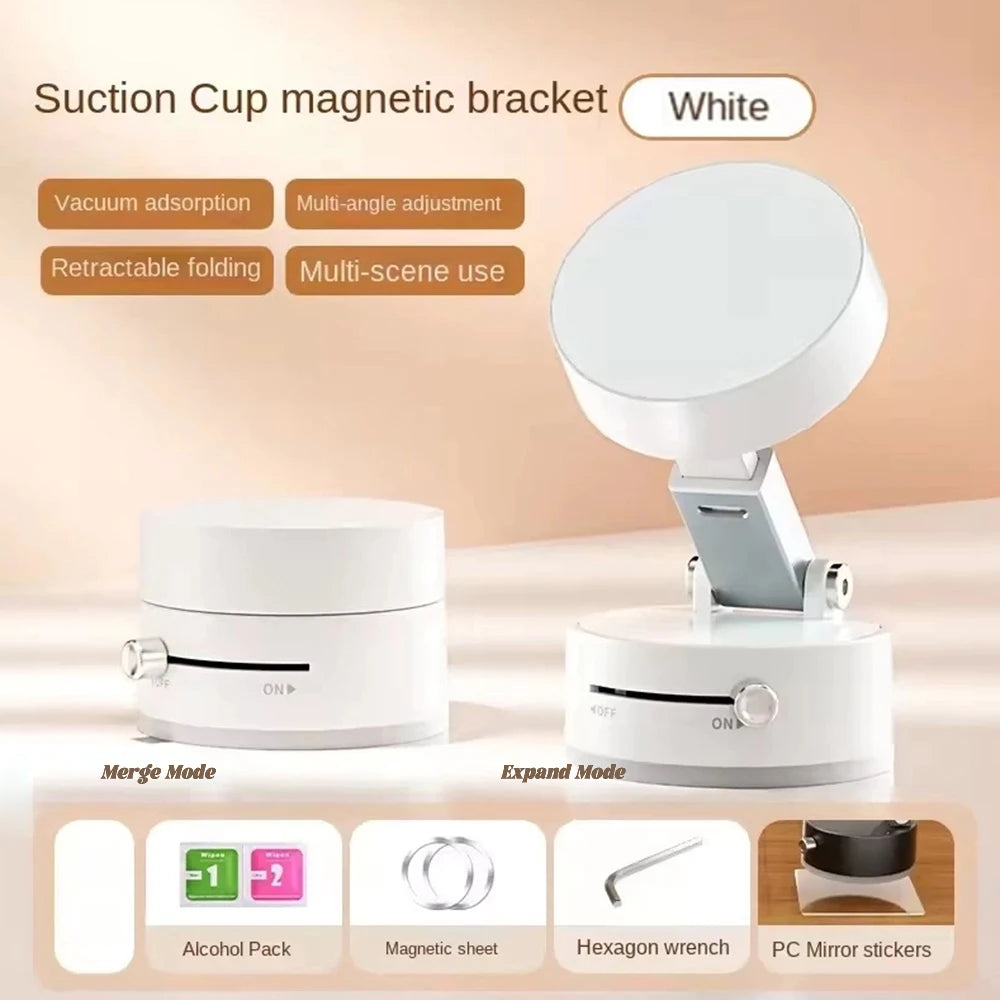 2025 Vacuum Double Side Magnetic Suction Cup Holder Foldable Kitchen Lazy Phone Bracket Car Holder For iPhone Xiaomi Smartphone