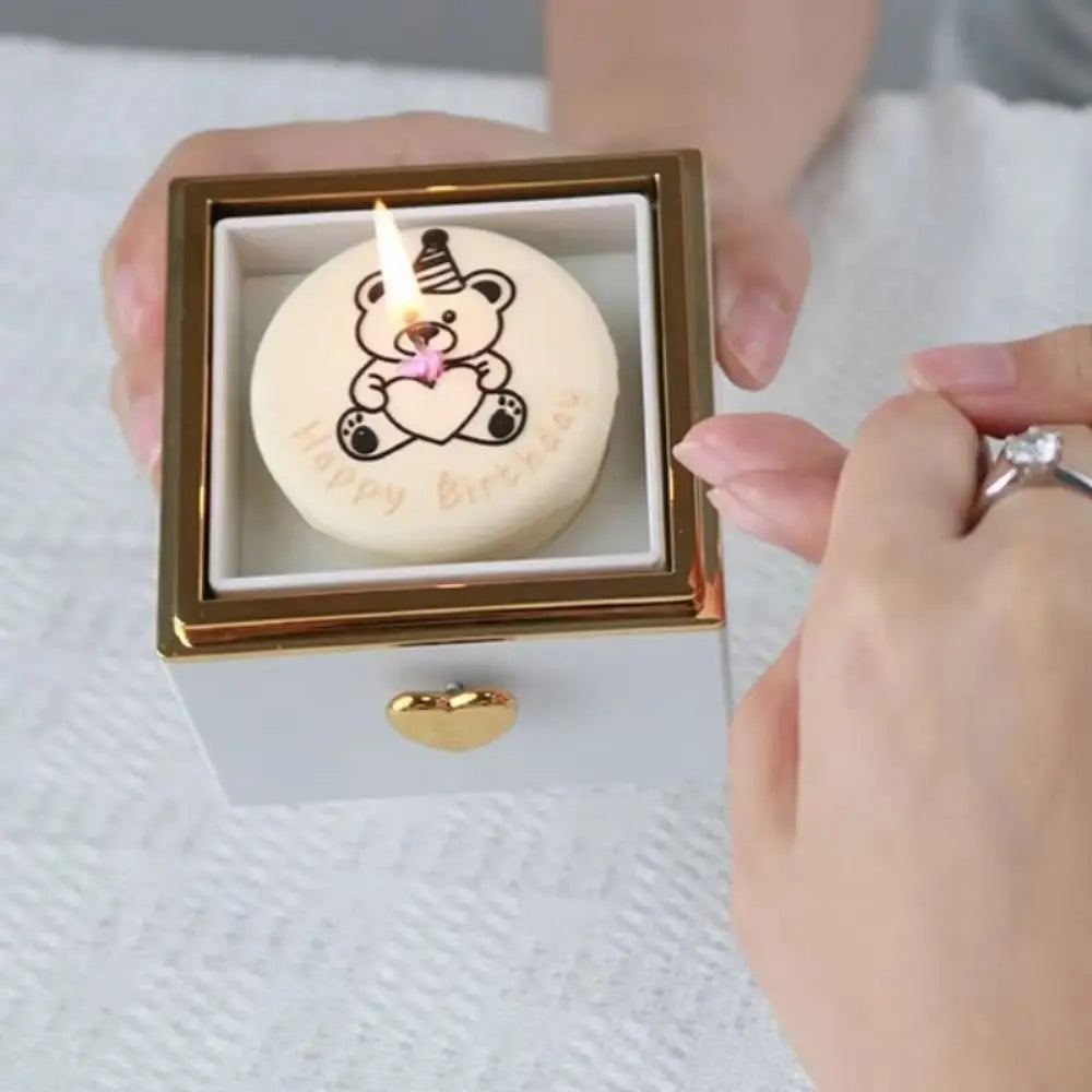 Creative Bear Flip Ring Box Creative Surprise Jewelry Box Mini Cake Automatic Flip Ring Case for Girlfriend Gift Surprise Box