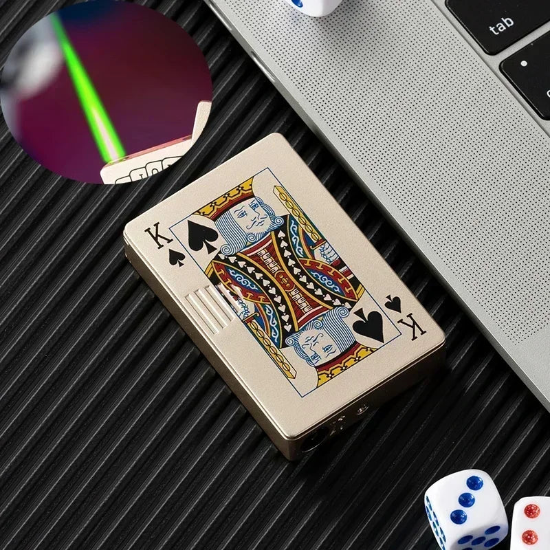 Windproof Metal Inflatable Lighter Jet Flame Poker Ace of Spades Butane Portable Lighter Smoking Accessories Men's Gift