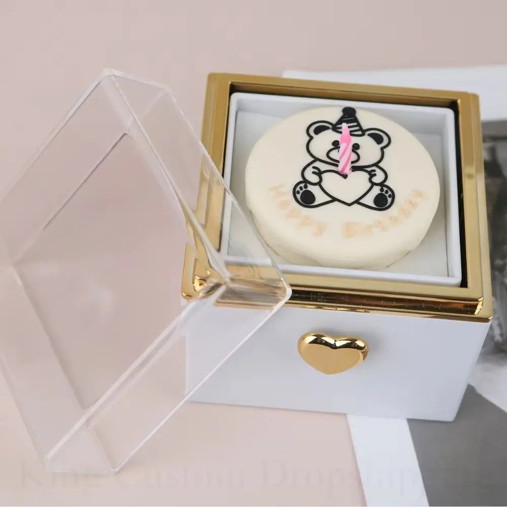 Creative Bear Flip Ring Box Creative Surprise Jewelry Box Mini Cake Automatic Flip Ring Case for Girlfriend Gift Surprise Box