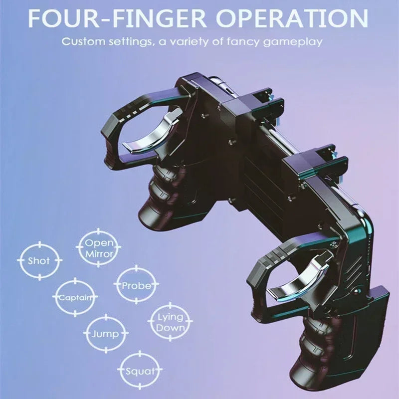 K21 ABS Mobile Phone Gaming Accessories Game Handle for PUBG Aim Shooting 4-fingers Alloy Key Button Gamepad Joystick Controller