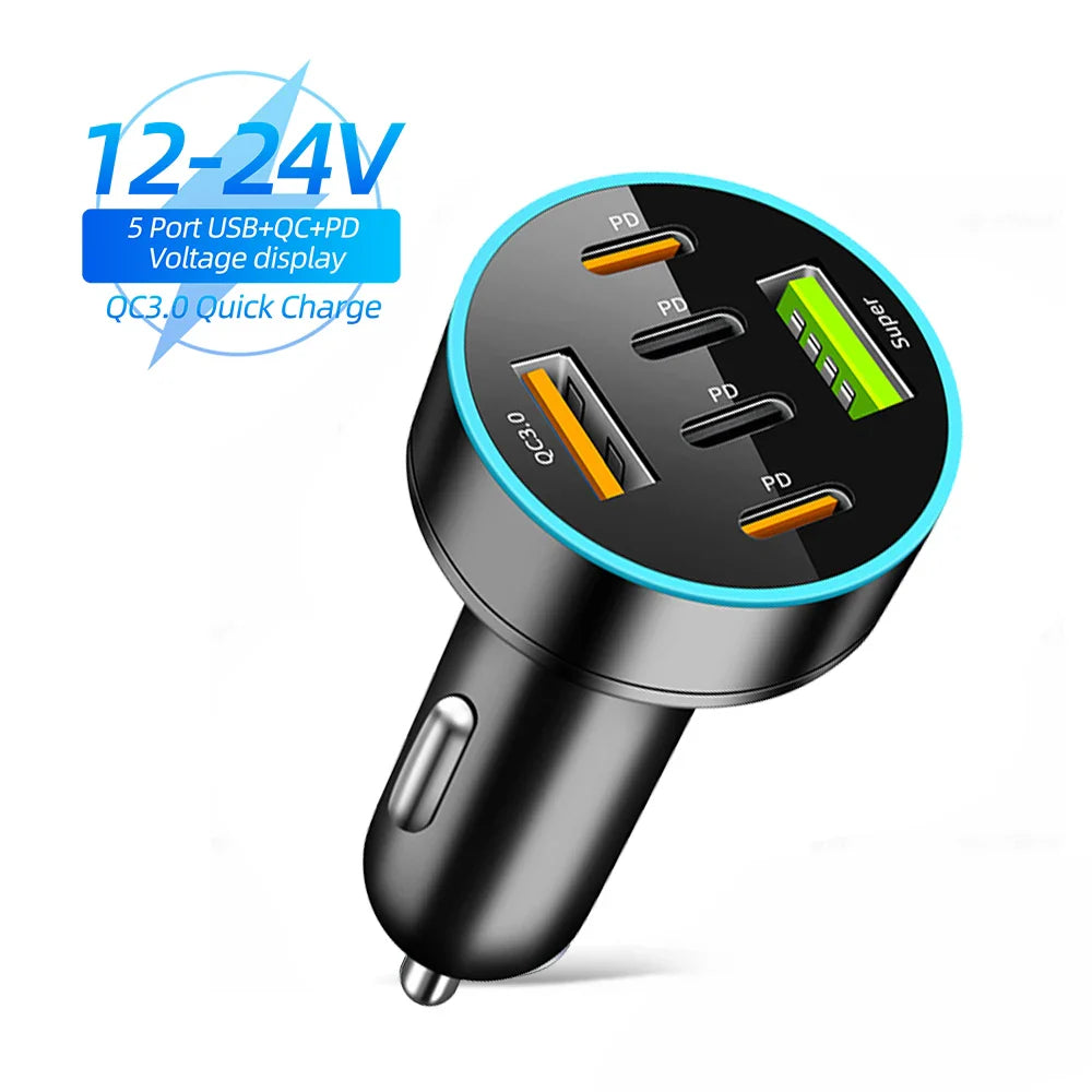 ८ पोर्ट ४USB ४PD ६६W कार चार्जर PD टाइप C फास्ट चार्जिङ अटो मोबाइल फोन एडाप्टर आईफोन सामसुङ हुवावे शाओमी QC ३.० को लागि