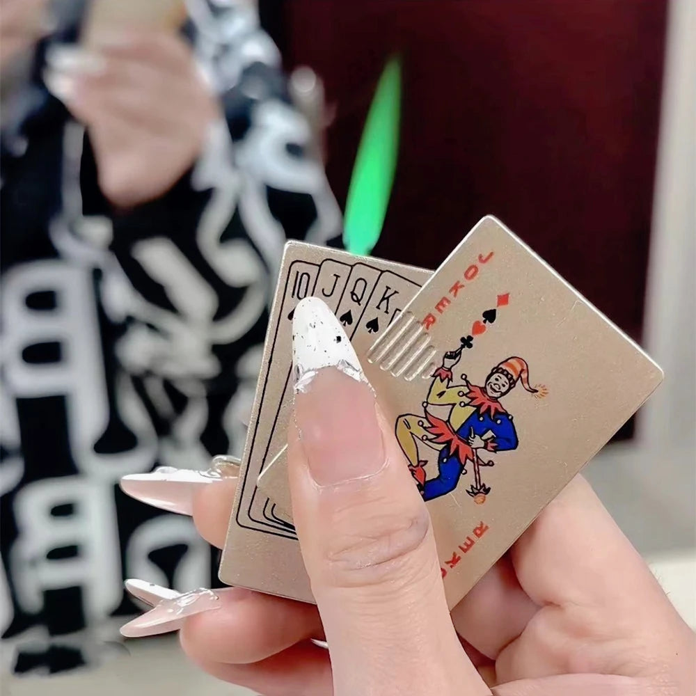 Windproof Metal Inflatable Lighter Jet Flame Poker Ace of Spades Butane Portable Lighter Smoking Accessories Men's Gift