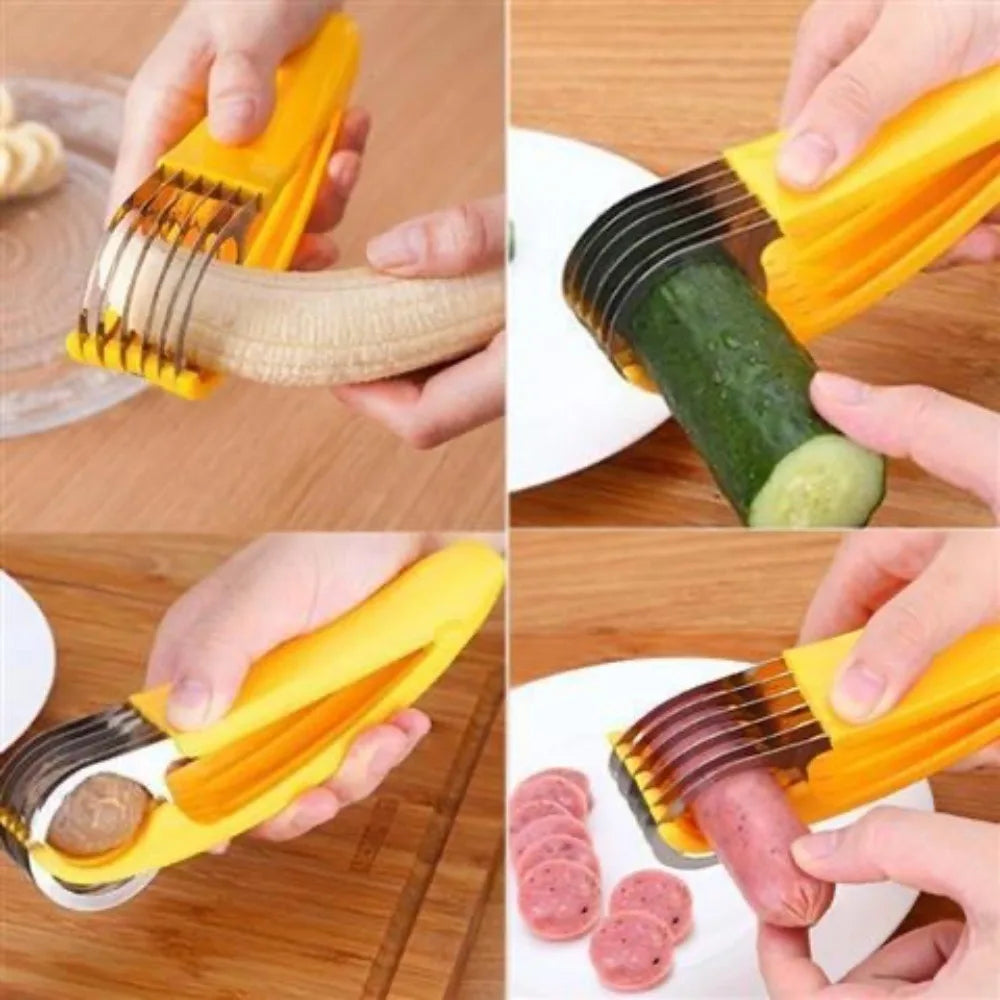 Eco-friendly Banana Slicer Cutter:Premium Plastic Kitchen Tool for Fruits&Vegetables-Ideal for Slicing, Cutting Cucumbers & More