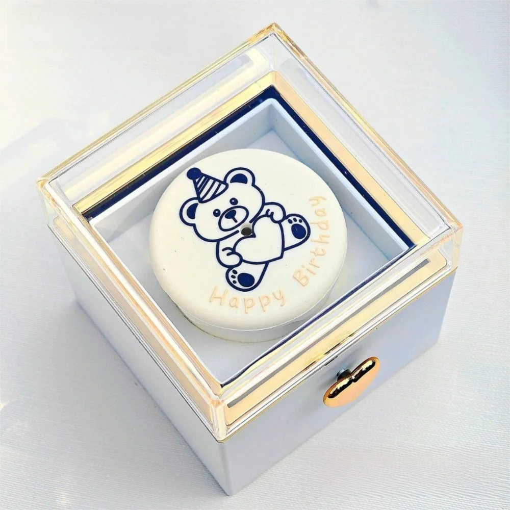 Creative Bear Flip Ring Box Creative Surprise Jewelry Box Mini Cake Automatic Flip Ring Case for Girlfriend Gift Surprise Box