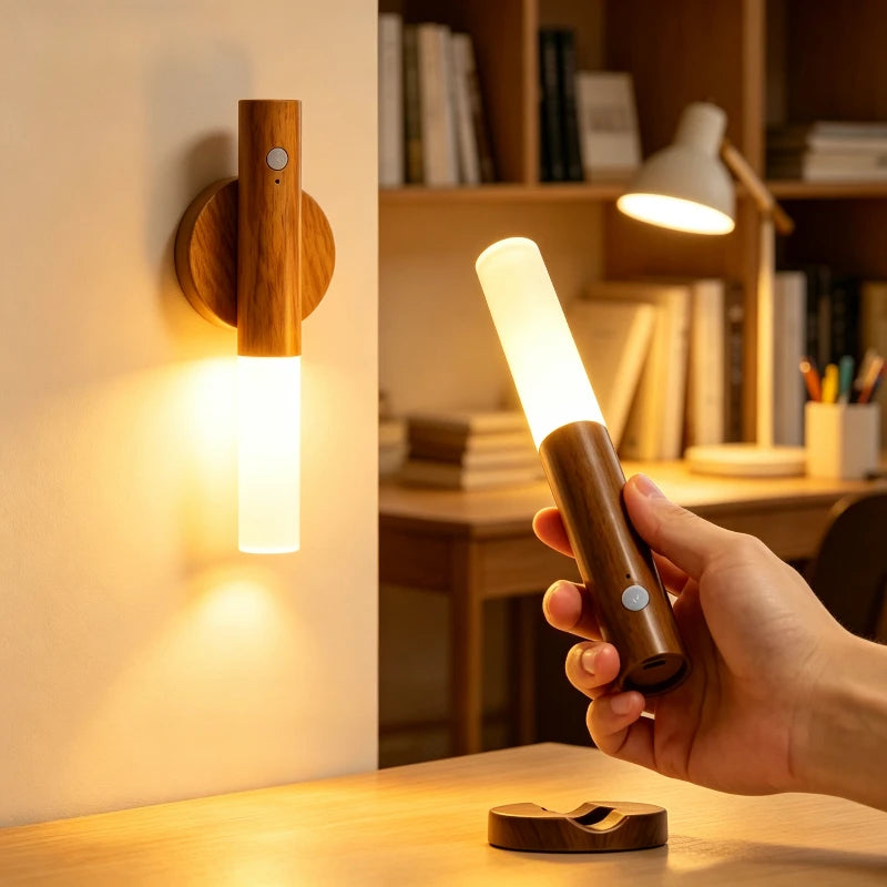 Magnetic LED Wall Lights Smart Motion Sensor Night Lights Rechargeable Cabinet Lights for Living Room Bedroom Stair Kitchen