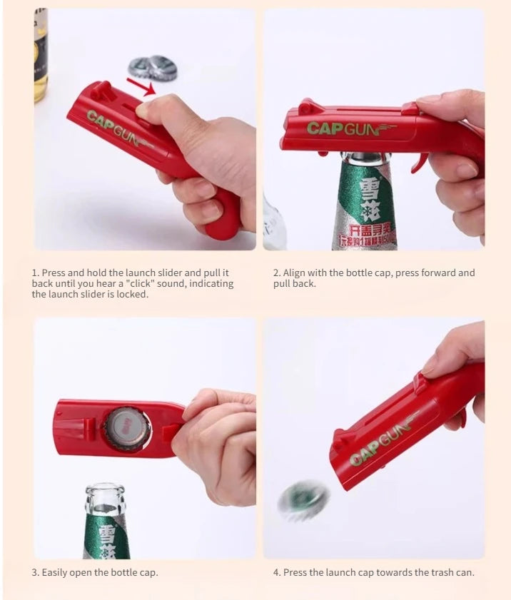Cap Gun Beer Bottle Opener Portable Beverage Drinking Opening Gun Cap Launcher Kitchen Party Supply Bar Tool Kitchen Accessories
