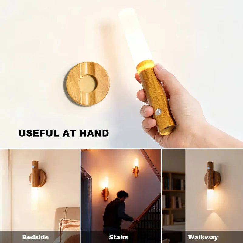 Magnetic LED Wall Lights Smart Motion Sensor Night Lights Rechargeable Cabinet Lights for Living Room Bedroom Stair Kitchen