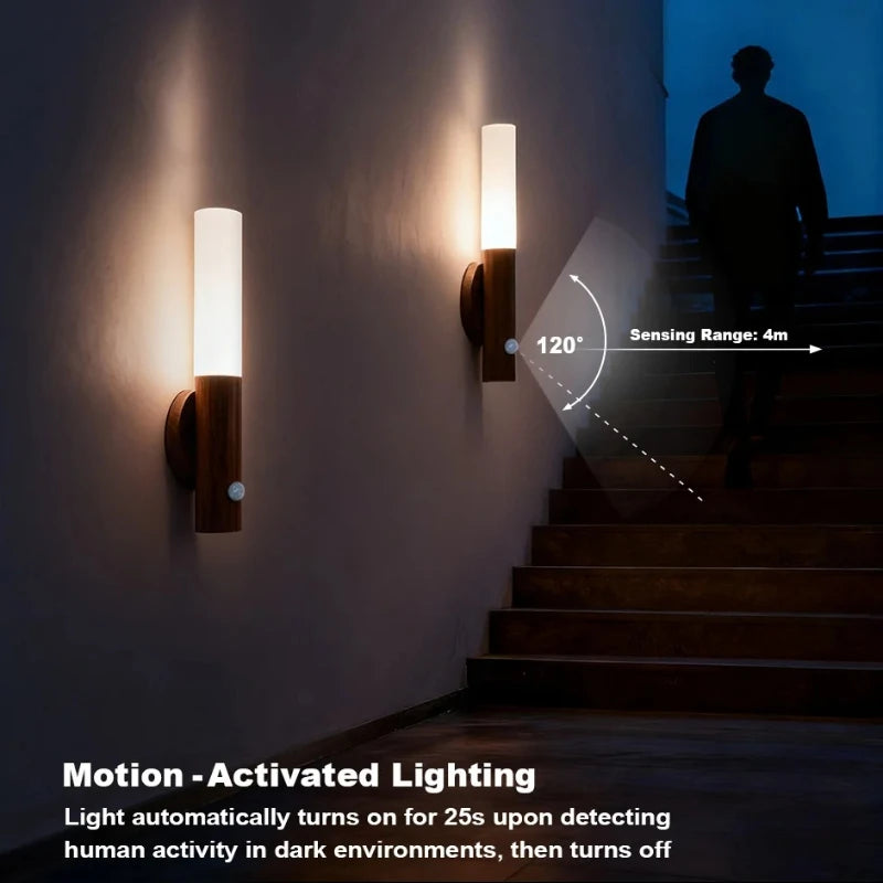 Magnetic LED Wall Lights Smart Motion Sensor Night Lights Rechargeable Cabinet Lights for Living Room Bedroom Stair Kitchen