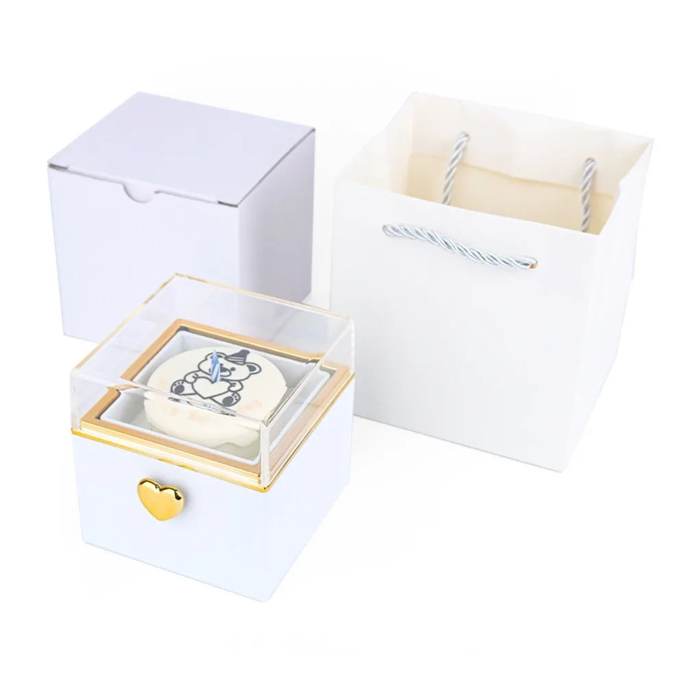 Creative Bear Flip Ring Box Creative Surprise Jewelry Box Mini Cake Automatic Flip Ring Case for Girlfriend Gift Surprise Box