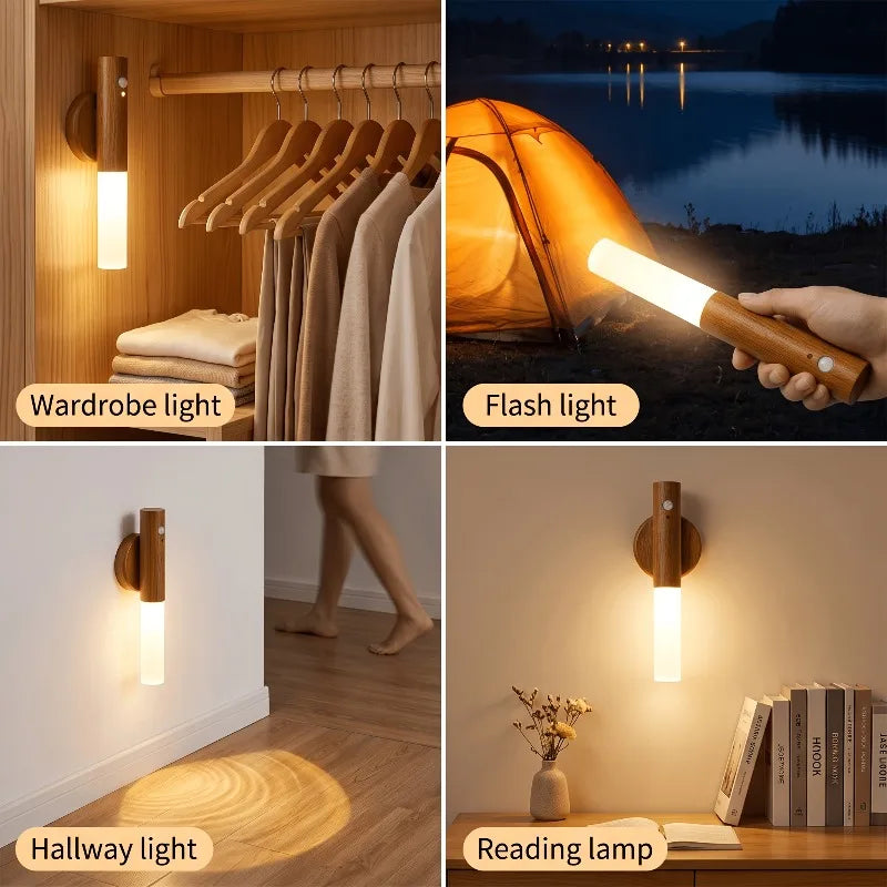 Magnetic LED Wall Lights Smart Motion Sensor Night Lights Rechargeable Cabinet Lights for Living Room Bedroom Stair Kitchen
