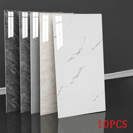 10Pcs Self-adhesive Marble Tiles Sticker Waterproof 30cmx60cm Tiles Floor Stickers PVC Tile  Kitchen Bathroom Wall Sticker