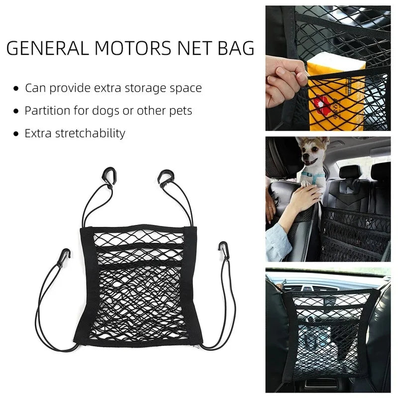 Car Storage Net Bag Between Seats Car Divider Child Safety Net Pet Barrier Elastic Expandable Mesh Bag Car Interior Accessorie
