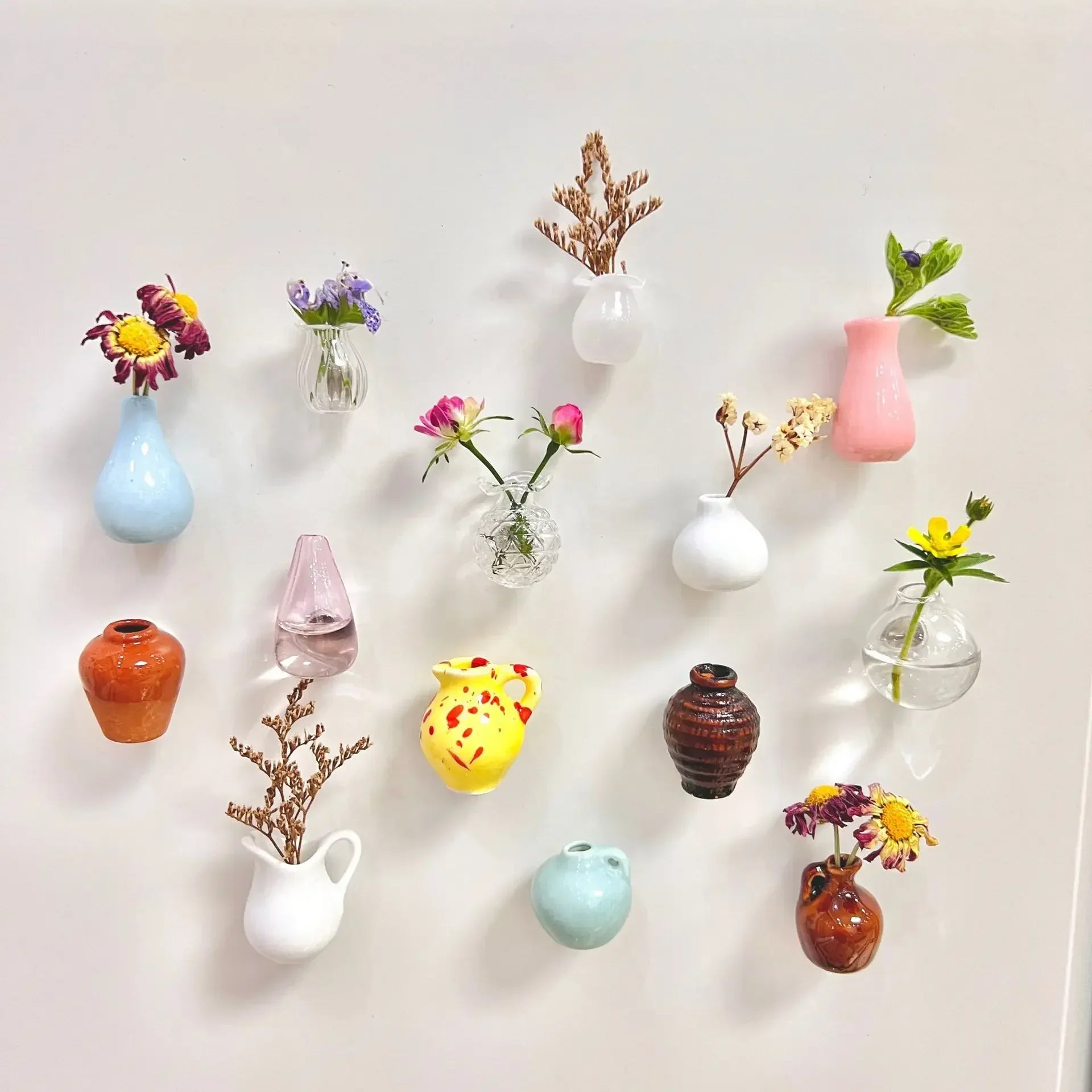 Small Fridge Magnet Decoration Mini Ceramic Vase Micro Landscape Ornament Fridge Cute Magnets Place Flower Arrangements